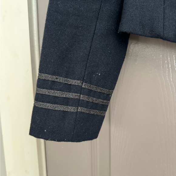 Woman’s fashionable blue bolero jacket double breasted look with buttons - Picture 3 of 5